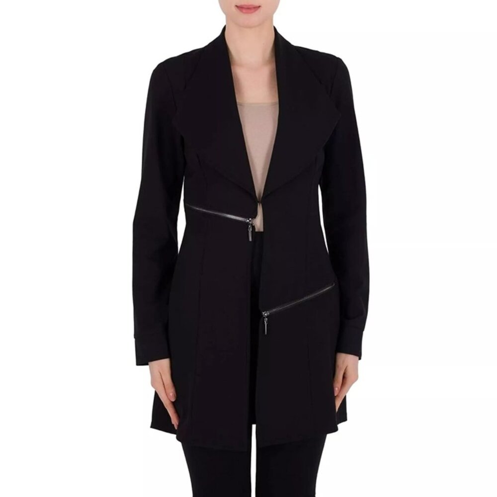 Joseph Ribkoff Black Barcelona Zipper Accent Jacket 191378 Woman's 10 Blazer NWT